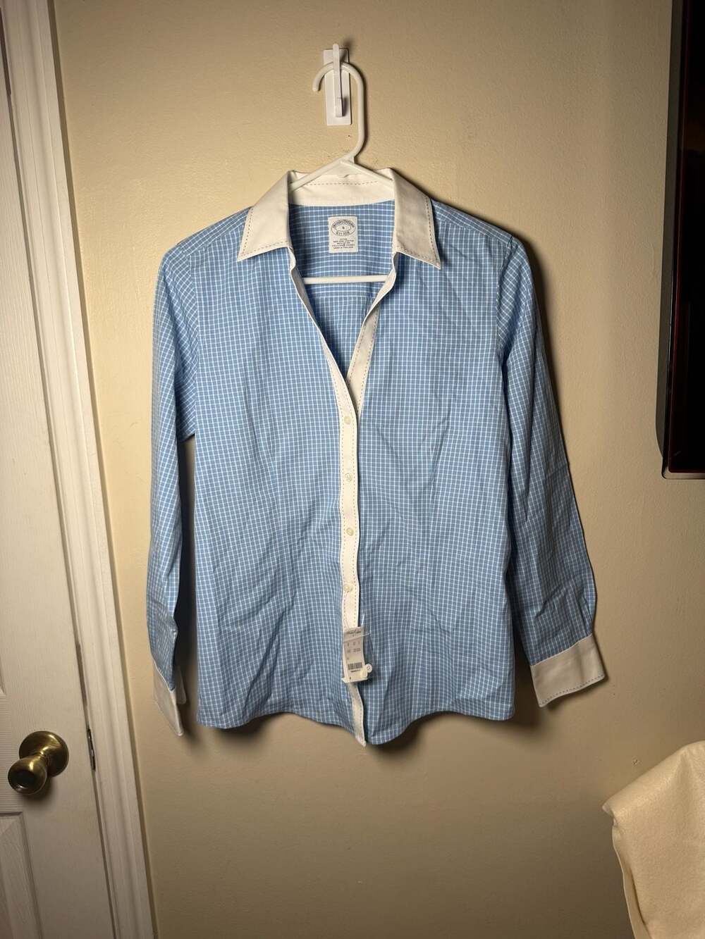 Brooks Brothers womens Gingham Button Down Shirt Size 6 Blue White
